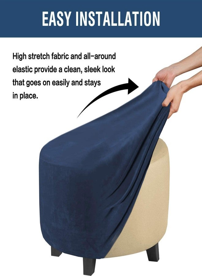 أبيبي أغطية عثمانية دائرية من أبيبي، غطاء عثماني مطاطي عالي الجودة لحماية مسند القدمين، أغطية عثمانية مخملية ناعمة مع قاعدة مطاطية (أزرق داكن، مقاس كبير جدًا) - Image 3