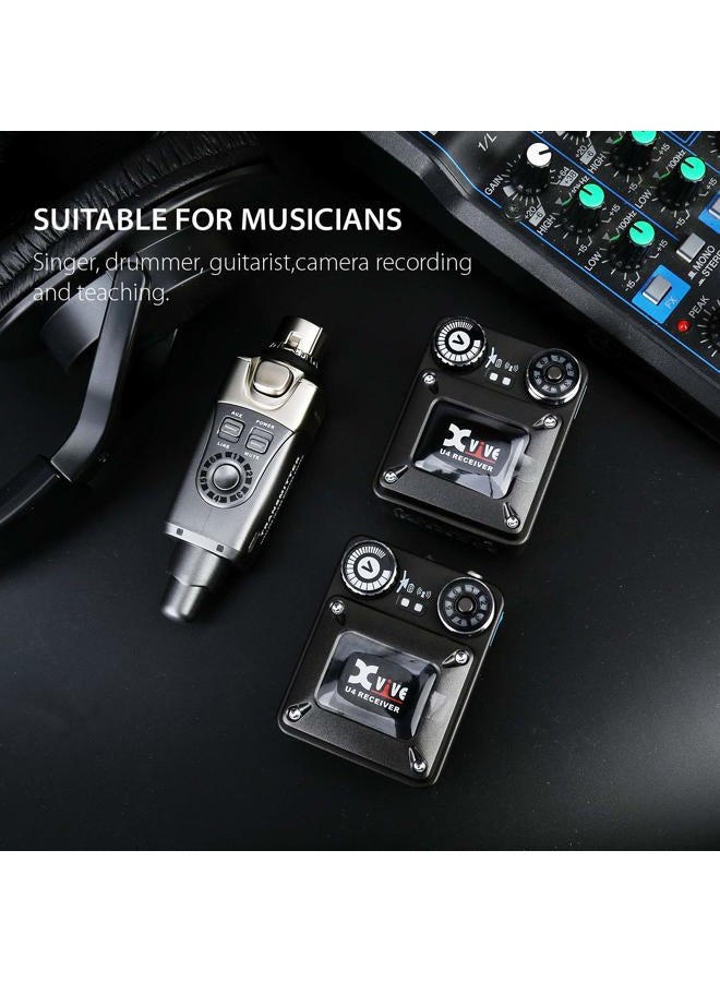 Xvive U4R2 Wireless in-Ear Monitor System Professional IEM System 1 Transmitter and 2 Beltpack Receiver for Studio, Band Rehearsal, Live Performance (U4R2) - Image 5