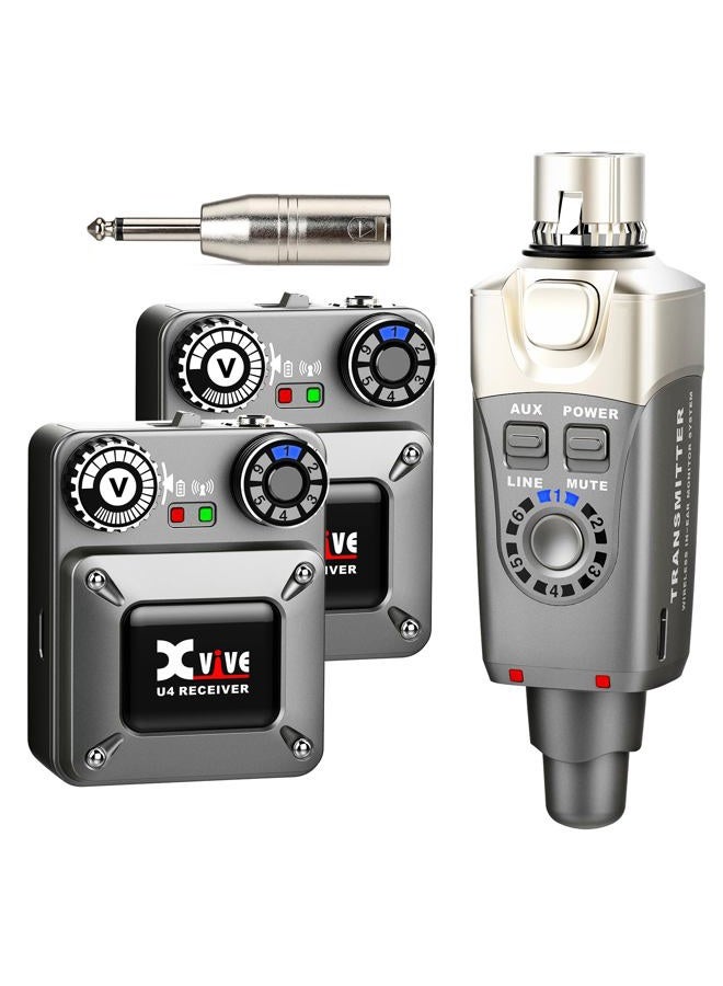 Xvive U4R2 Wireless in-Ear Monitor System Professional IEM System 1 Transmitter and 2 Beltpack Receiver for Studio, Band Rehearsal, Live Performance (U4R2) - Image 1