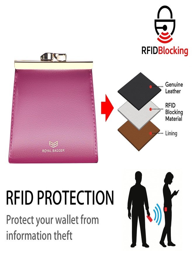 Royal Bagger Kiss Lock RFID Credit Card Holder for Women, Genuine Cow Leather Short Wallets, Fashion Vintage Coin Purse 3242 (Blue) - Image 2