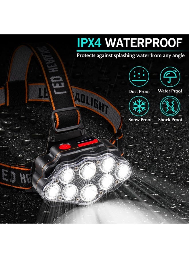 Rechargeable LED Headlamp, High Power, Head with 4 Modes, 500M Range, IPX20 Waterproof for Helmet, Fishing, Bike, Camping and Hunting - Image 4