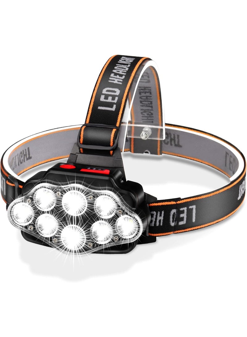 Rechargeable LED Headlamp, High Power, Head with 4 Modes, 500M Range, IPX20 Waterproof for Helmet, Fishing, Bike, Camping and Hunting - Image 1