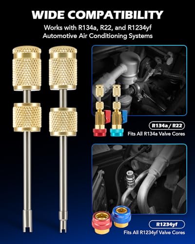 Orion Motor Tech أداة إزالة قلب صمام تكييف الهواء من أوريون موتور تك، مجموعة أدوات إزالة وتثبيت قلب الصمام R134a R1234yf R22 لأنظمة تكييف السيارات، أداة قلب صمام تكييف الهواء لصمامات JRA القياسية وشرايدر - Image 3