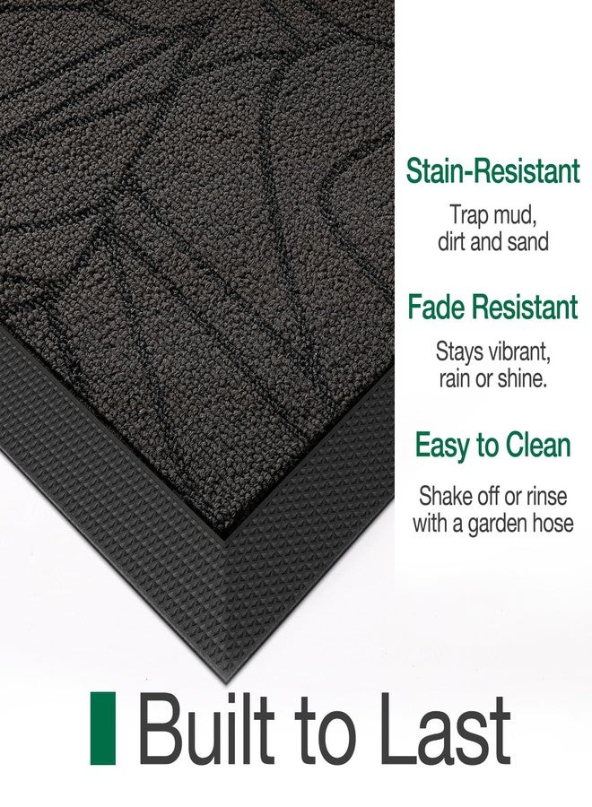 LUMI Premium Front Door Mat 24"x36", Non-Slip Heavy Duty Rubber Welcome Mats, Embroidered Tree Dirt Trapper Doormat for Indoor Outdoor Entryway, Porch, Patio, Grey Gold Monstera - Image 5