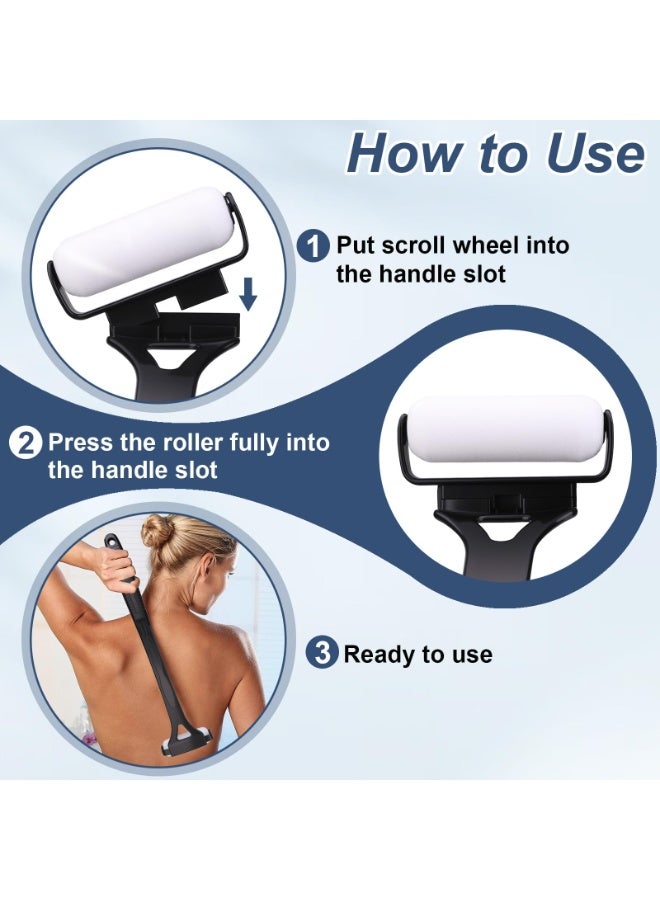 OSHIMA Foldable Back Lotion Applicator with Long Handle, Lotion Applicator for Back with 3PCS Replacement Foam Sunscreen & Tanning Roller, Ergonomic Self Application Tool for Moisturizer Cream Oil - Image 3