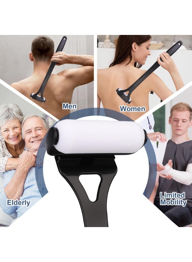 OSHIMA Foldable Back Lotion Applicator with Long Handle, Lotion Applicator for Back with 3PCS Replacement Foam Sunscreen & Tanning Roller, Ergonomic Self Application Tool for Moisturizer Cream Oil - Image 5