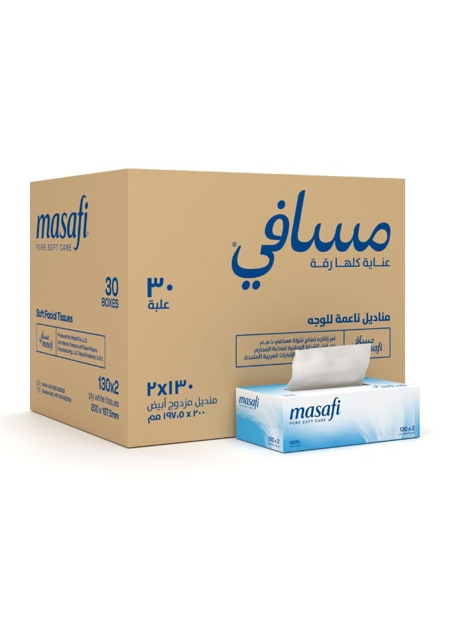 Masafi Facial Tissue 130 Sheets 2 Ply Pack Of 30 - Image 1