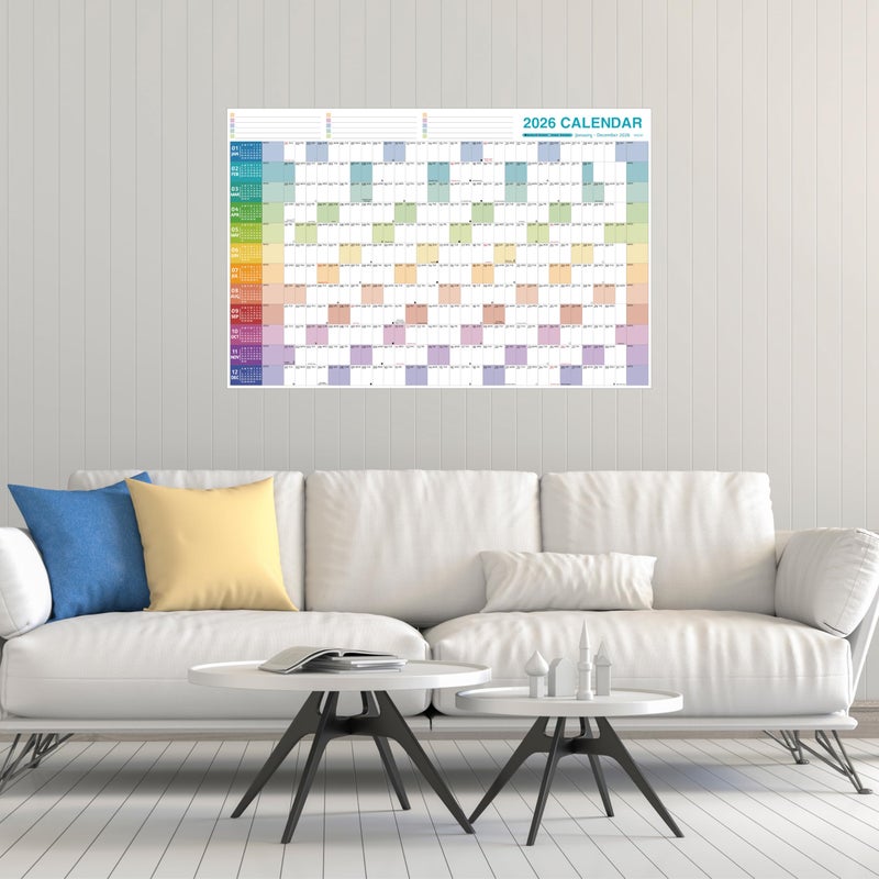 BowCuk Yearly Wall Calendar 2026 - Large Yearly Calendar 2026, Jan 2026 - Dec 2026, 38.2'' x 25.2'' (Open), 2026 Calendar 12 Months, Yearly Wall Calendar with To-do Lists, Notes, Stickers, All At One Page - Image 2