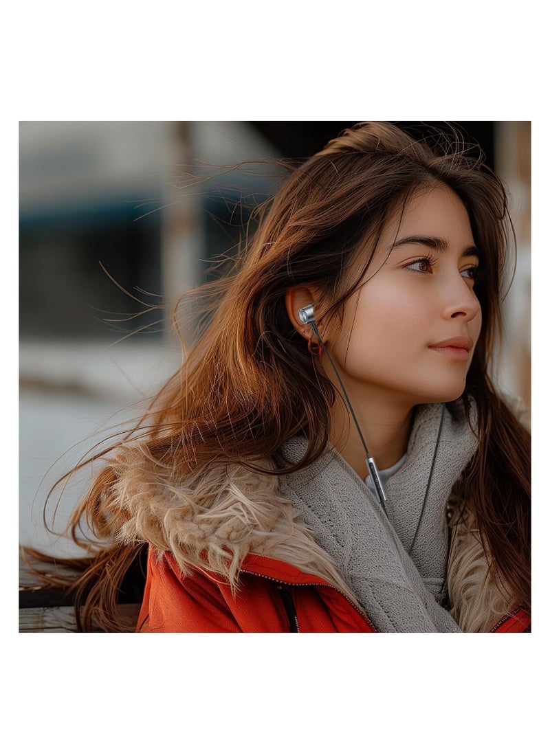 SYOSI - Metallic USB C Headphones, Magnetic Wired Earbuds with Microphone, Volume Control, Noise Isolating in-Ear USB Type C Earphones for Samsung Galaxy iPad Pixel, Grey-Black - Image 1