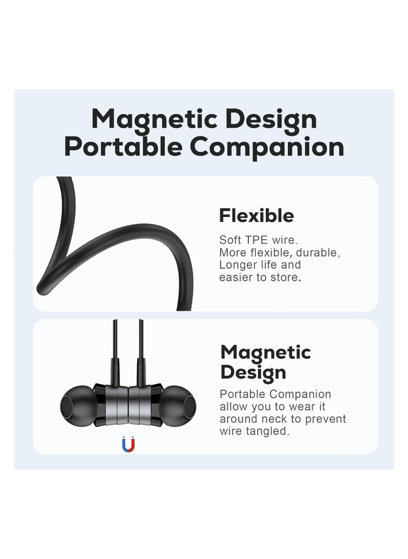 SYOSI - Metallic USB C Headphones, Magnetic Wired Earbuds with Microphone, Volume Control, Noise Isolating in-Ear USB Type C Earphones for Samsung Galaxy iPad Pixel, Grey-Black - Image 1