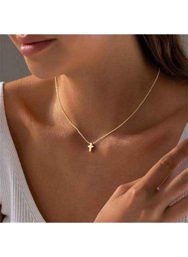 Arabest Cross Necklace for Women - Dainty Cute Bubble 3D Cross Pendant Necklace Sideways Cross Choker Layered 14K Real Gold Plated Cross Necklace Gifts for Women Girls - Image 3