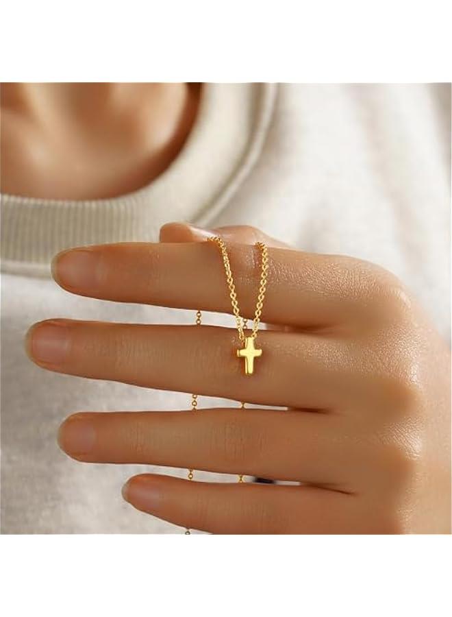 Arabest Cross Necklace for Women - Dainty Cute Bubble 3D Cross Pendant Necklace Sideways Cross Choker Layered 14K Real Gold Plated Cross Necklace Gifts for Women Girls - Image 5