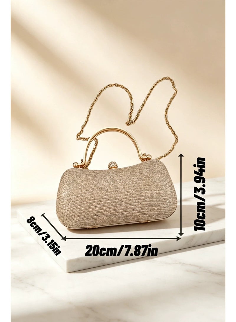 Elegant Sparkle Clutch Purse Top Handle & Removable Chain Formal Party Bag for Wedding - Image 5