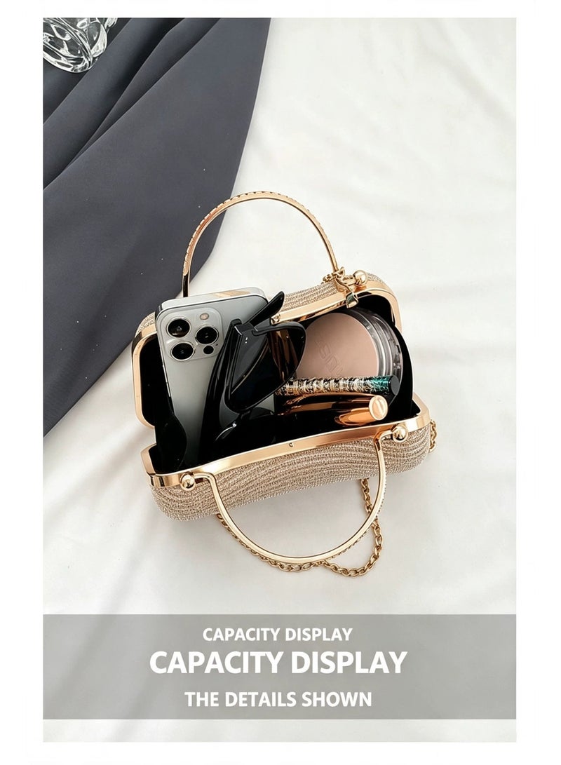 Elegant Sparkle Clutch Purse Top Handle & Removable Chain Formal Party Bag for Wedding - Image 3