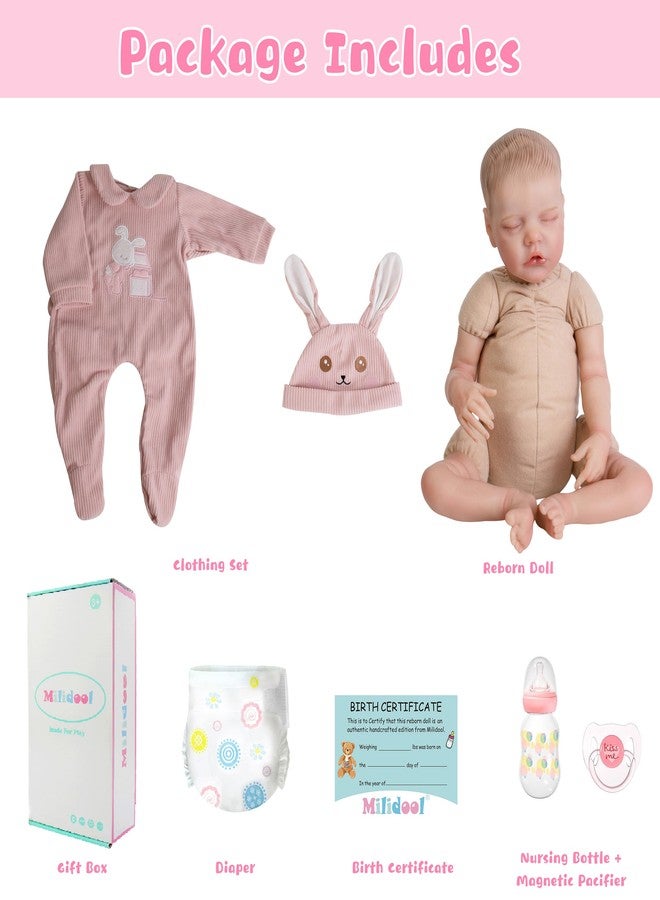 Milidool Lifelike Reborn Baby Dolls- 18-Inch Realistic Poseable Newborn Baby Girl Dolls,Soft Cloth Body Real Life Baby Doll with Gift Box for Kids Age 3 + - Image 5