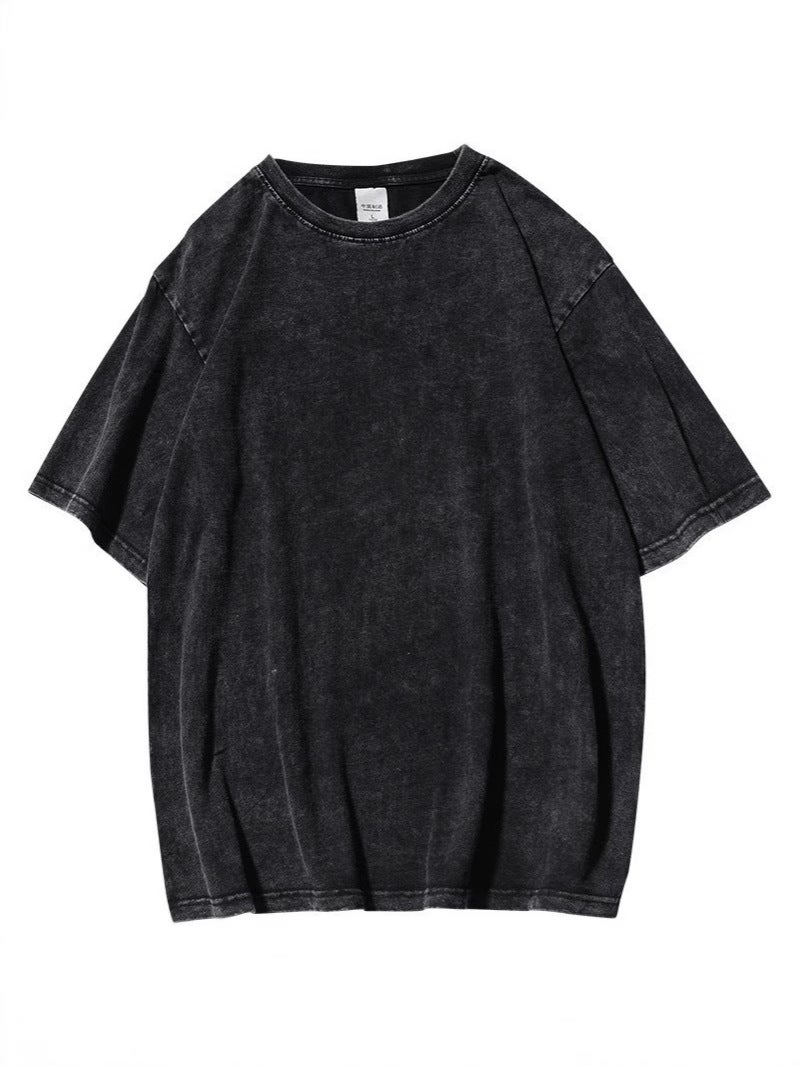 Pure Cotton Washed Distressed Heavy Short-Sleeved T-Shirt For Men And Women Oversize American Retro Printed Half-Sleeved Trendy Brand Top - Image 5