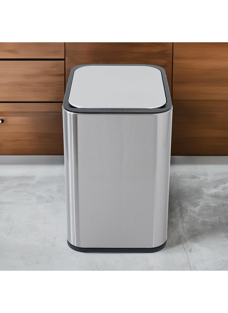 Kuber Industries Kuber Industries 9L Stainless Steel Automatic Touchless Motion Sensor Dustbin Quick Open Soft Close Lid Garbage Bin for Kitchen Bathroom Indoor Outdoor Trash Can  - Image 1