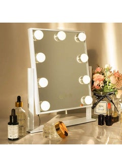 Vanity Mirror With Lights Lighted Vanity Mirror With 9 Led Bulbs Tabletop Plug In Light Up Makeup Mirror With Lights 360 Rotation With 10X Magnifying Mirror