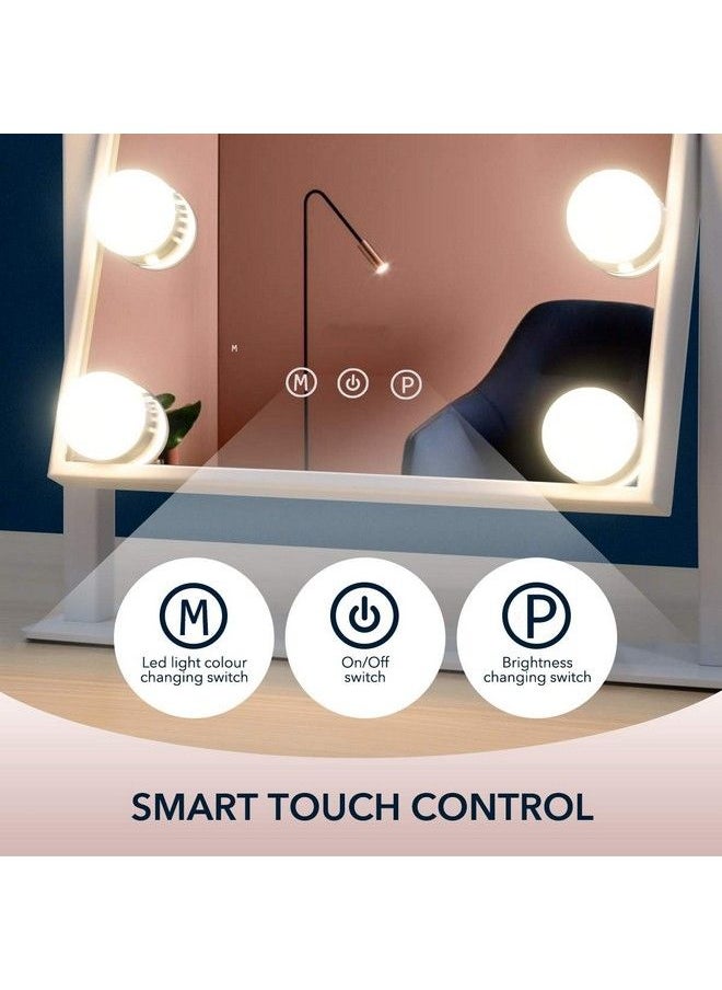 Hansong - Vanity Mirror With Lights Lighted Vanity Mirror With 9 Led Bulbs Tabletop Plug In Light Up Makeup Mirror With Lights 360 Rotation With 10X Magnifying Mirror - Image 1