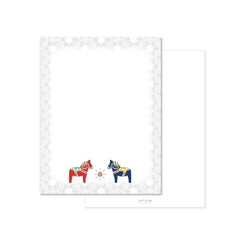 Paper Frenzy Swedish Nordic Star Dala Horse Christmas Holiday Letterhead Paper Pack of 75 - Image 1