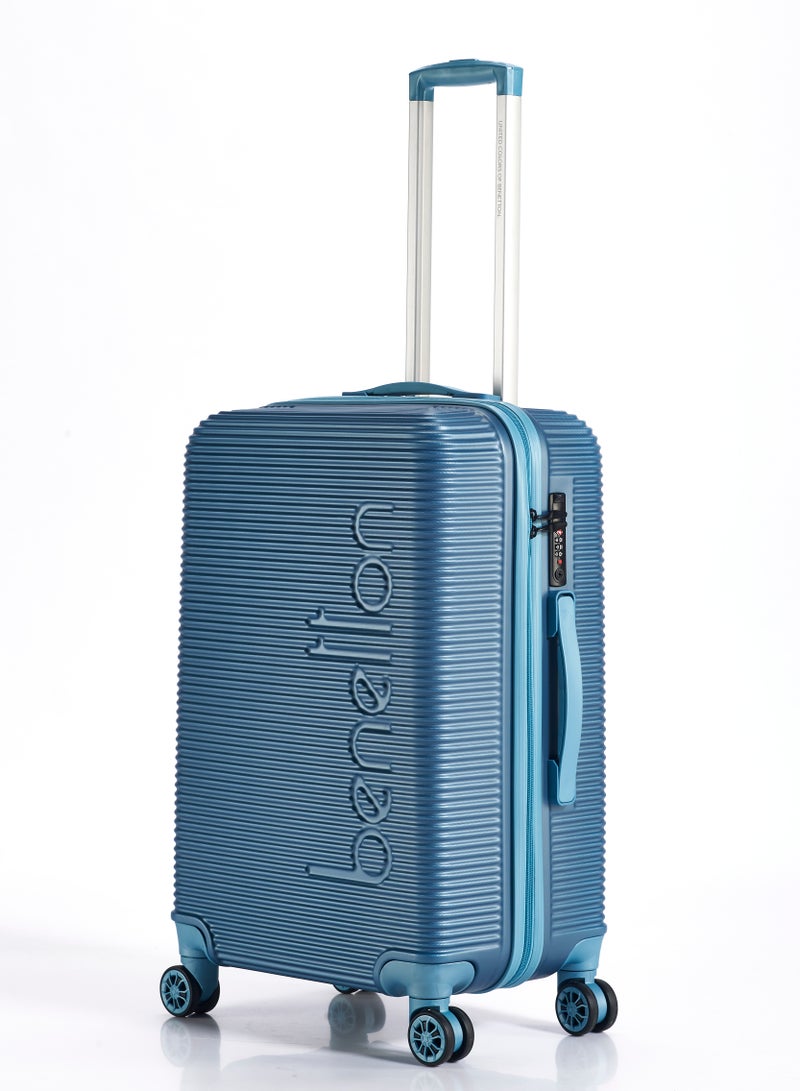 UNITED COLORS OF BENETTON BNTA-204 24Inch- Checked Luggage with TSA Lock| Material- Acrylonitrile Butadiene Styrene| Adjustable Trolley Handle | Smooth Dual Wheels 360degree rotate| Aqua Green - Image 2