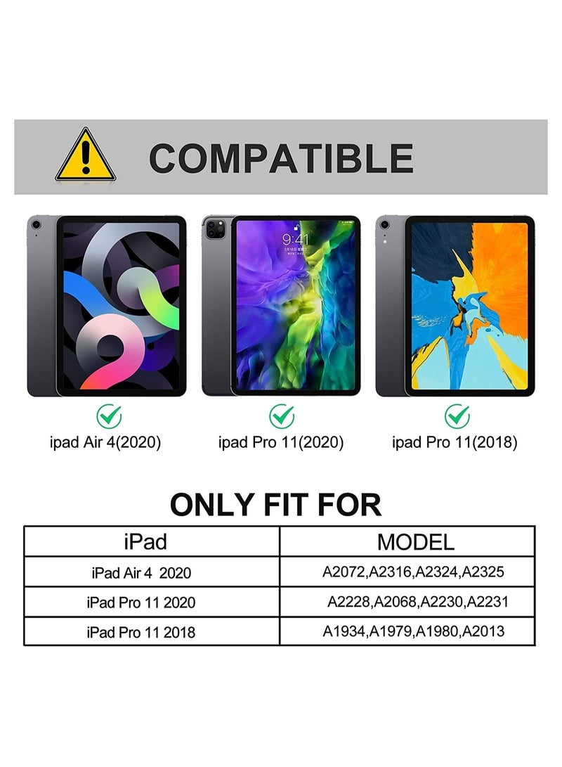 iPad Keyboard Case for iPad Air 4th Generation, Detachable Wireless Bluetooth Trackpad Keyboard, Smart Folio Cover with Pencil Holder, Fit for iPad Pro 11 Inch 2021/2020/2018/ iPad Air 4 2020 - Image 2