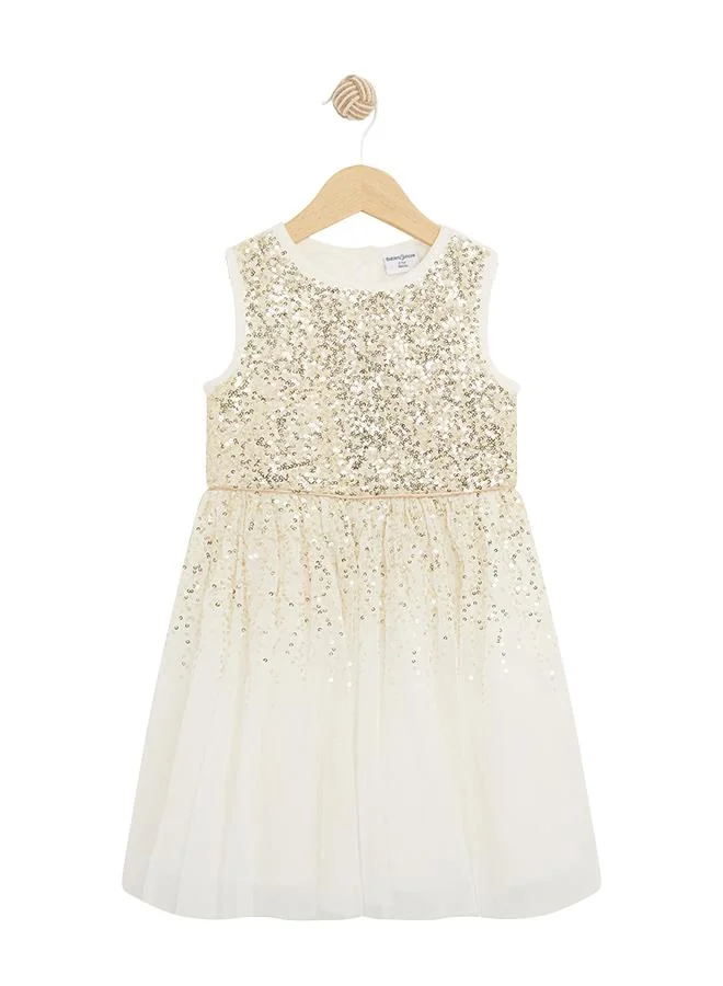 أطفال وأكثر Babies & More Toddler Girls Off-White Short Sleeve Dress