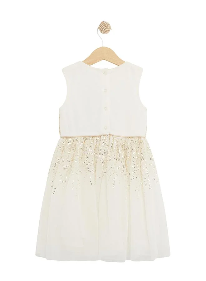 أطفال وأكثر Babies & More Toddler Girls Off-White Short Sleeve Dress