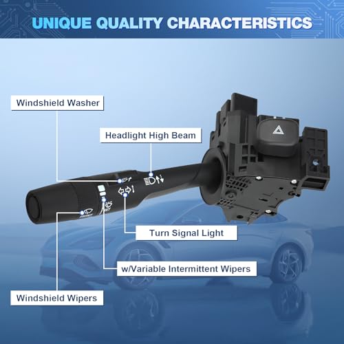 LCWRGS مفتاح إشارة الانعطاف LCWRGS 22982103 متوافق مع شيفروليه سيلفرادو 2014-2021 و GMC سييرا 1500 2500 3500، مفتاح مساحات الزجاج الأمامي، مفتاح خافت المصابيح، مفتاح متعدد الوظائف، رقم OE# CBS2265، 1S12904 - Image 3