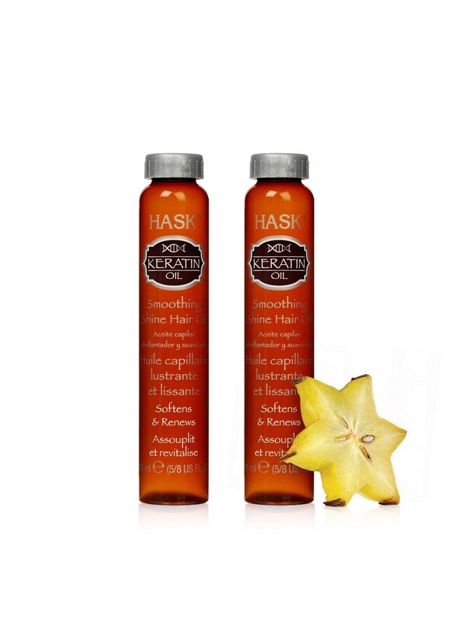HASK KERATIN PROTEIN Smoothing Hair Oil Vials for Shine, Frizz Control and All Hair Types - Color Safe, Gluten-Free, Sulfate-Free - 2 Vials - Image 1