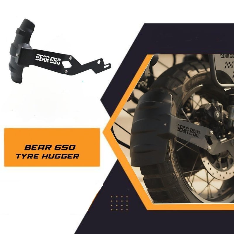 0TO6 Tyre Mudguard/Rear Mudguard Bracket with Rear Reflector Tyre Hugger Vehicle Splash Guard for RE BEAR 650, BLACK - Image 5