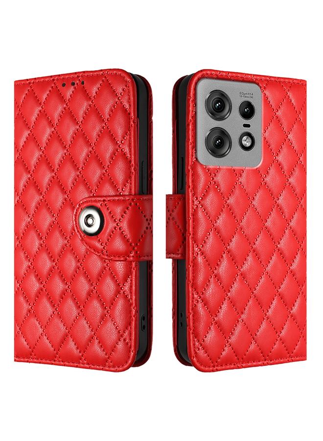 اس-توب جراب لهاتف Motorola Edge 50 Pro مصنوع من الجلد بتصميم معيني مع حبل تعليق - Image 2