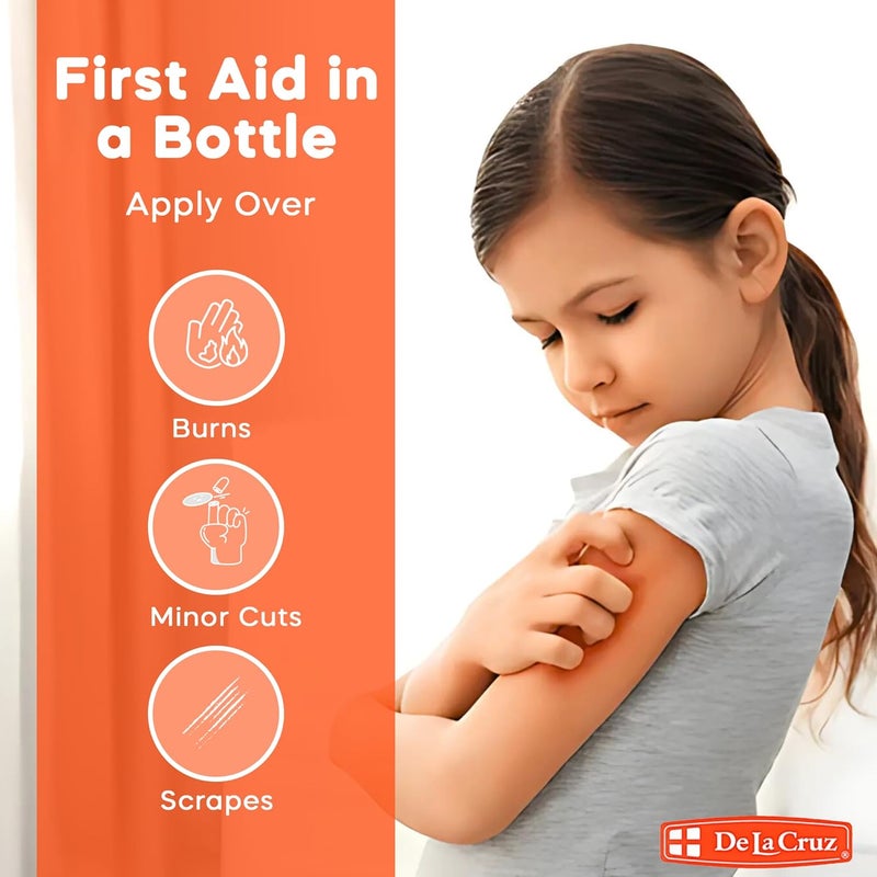 De La Cruz محلول ميرثيولات المطهر للإسعافات الأولية للجروح والخدوش والحروق خالي من الزئبق آمن للعائلة بأكملها 3 زجاجات - Image 3