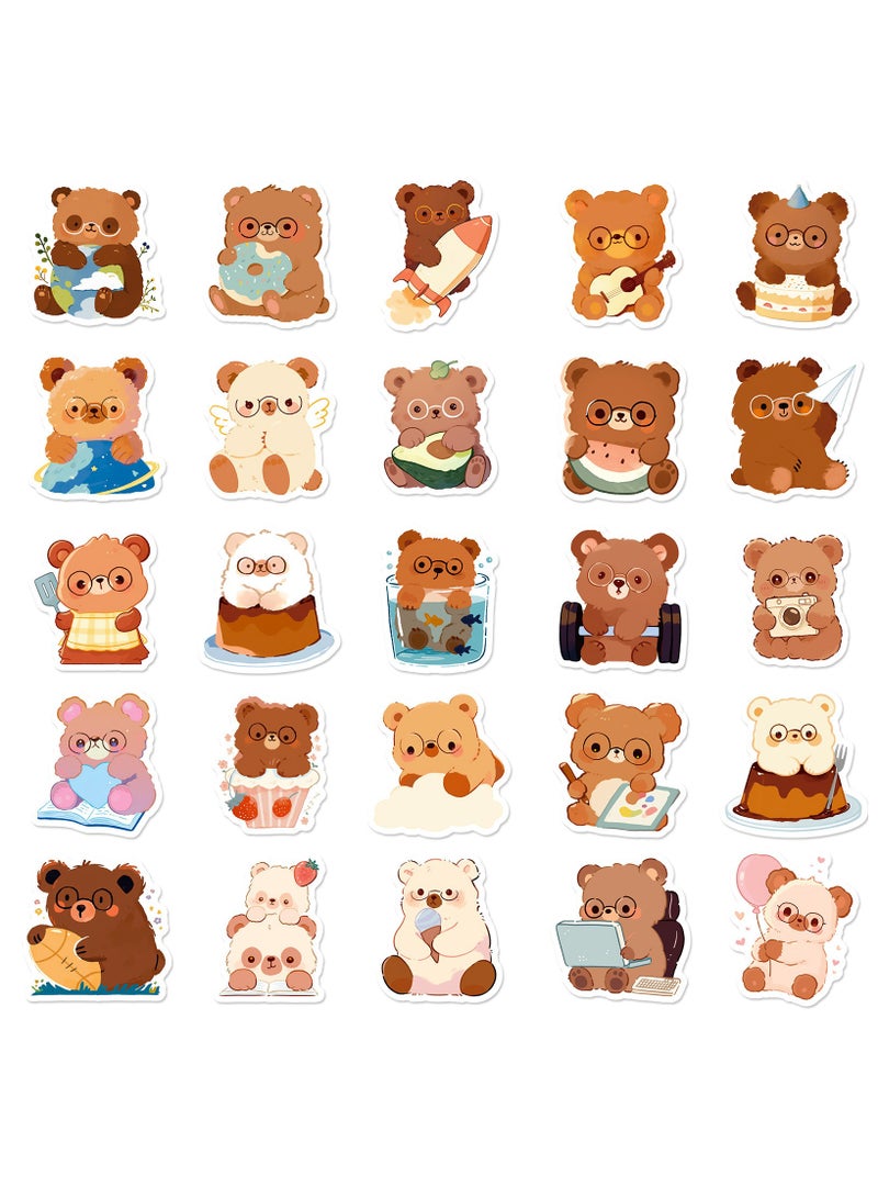 Bear Stickers 50 PCS Stickers Cartoon for Kids and Teens Pack for Skateboard Bike Hydro Flask Phone Kawaii Stickers Waterproof Stickers - Image 3