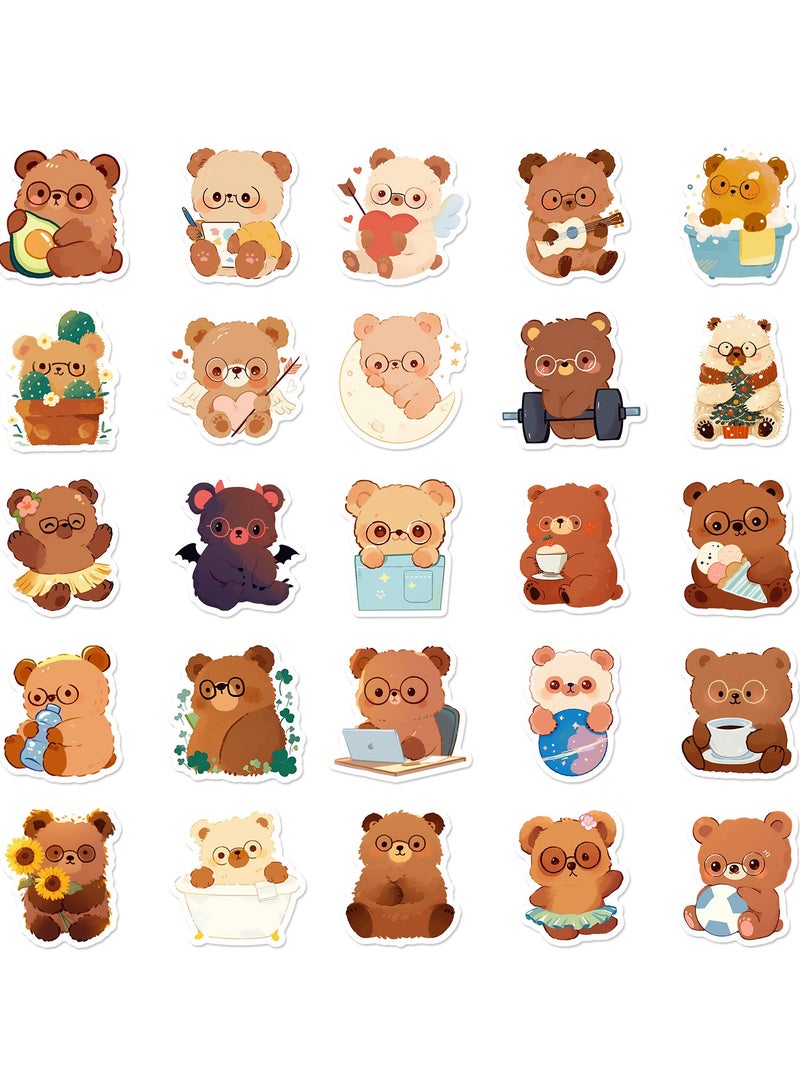 Bear Stickers 50 PCS Stickers Cartoon for Kids and Teens Pack for Skateboard Bike Hydro Flask Phone Kawaii Stickers Waterproof Stickers - Image 4