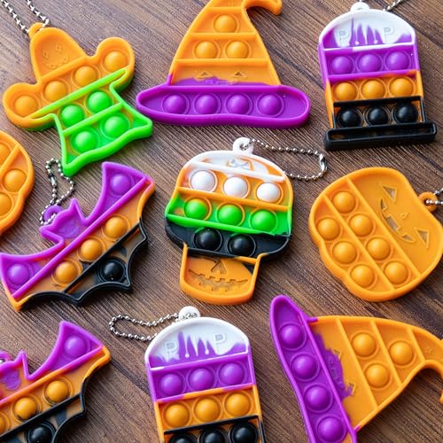 MOREDOTS Halloween Party Favors  Halloween Toys  24 Mini Pop Bubbles Bulk with Keychain for Kids Boys Girls  Pop Its Boo Basket Goodie Bag Stuffers Treats Stress Sensory Fidget Prizes for School Classroom - Image 1