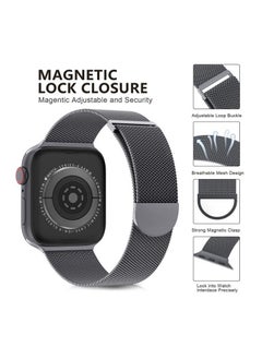 RiZOW RiZOW Milanese Metal Stainless Steel Mesh Loop Replacement Band Magnetic Clasp Compatible With Apple iWatch Band 7/6/5/4/3/2/1/SE 38mm/40mm/41mm, Space Grey  - Image 3