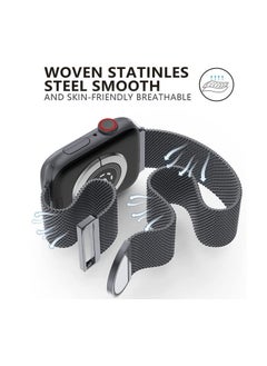 RiZOW RiZOW Milanese Metal Stainless Steel Mesh Loop Replacement Band Magnetic Clasp Compatible With Apple iWatch Band 7/6/5/4/3/2/1/SE 38mm/40mm/41mm, Space Grey  - Image 2