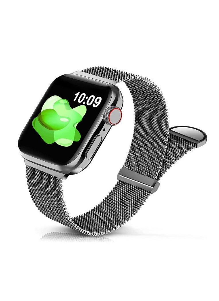 RiZOW RiZOW Milanese Metal Stainless Steel Mesh Loop Replacement Band Magnetic Clasp Compatible With Apple iWatch Band 7/6/5/4/3/2/1/SE 38mm/40mm/41mm, Space Grey  - Image 1