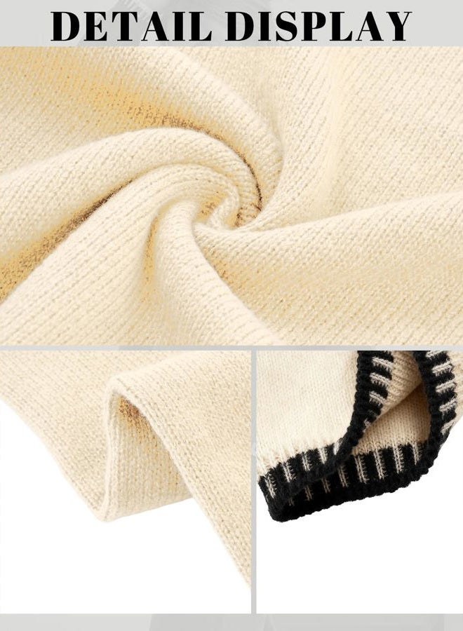 Simlakey Women 2 Piece Sweater Set Causal Lounge Set 2025 Stylish Long Sleeve Outfits Knit Matching Loungewear, Apricot, S - Image 3