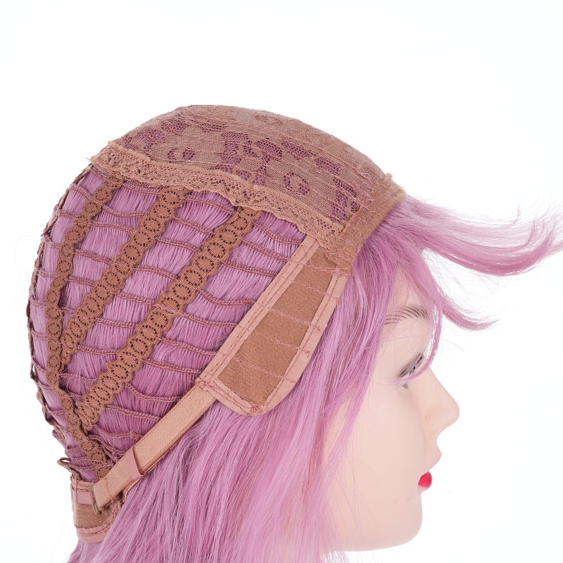 Pink Curly Wig: 26 Inch Heat Synthetic Fiber, Natural Realistic Look, Breathable Adjustable Cap - Stylish Trendy Design, Women's Long Wig for Cosplay, Parties, Daily Wear - Image 4