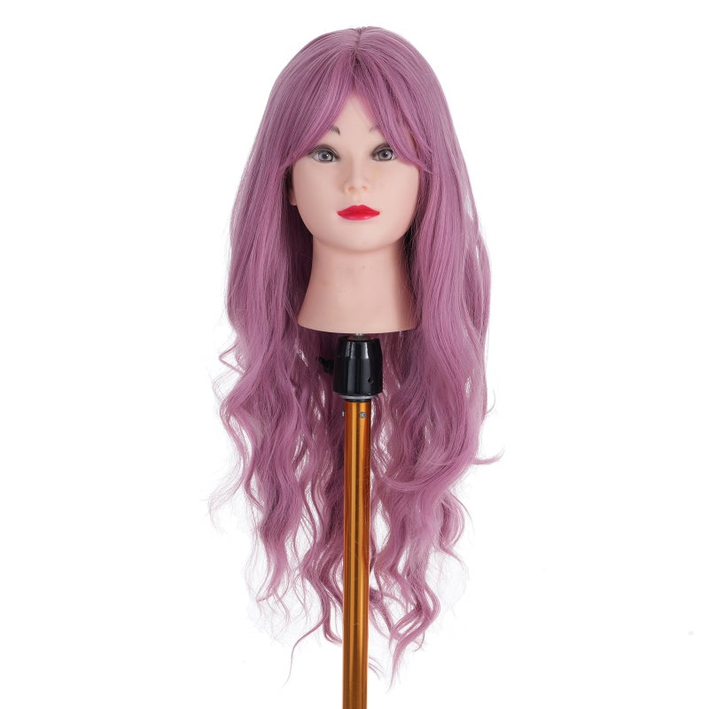 Pink Curly Wig: 26 Inch Heat Synthetic Fiber, Natural Realistic Look, Breathable Adjustable Cap - Stylish Trendy Design, Women's Long Wig for Cosplay, Parties, Daily Wear - Image 1
