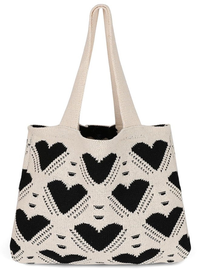 Pocadri Summer Crochet Bags for Women Knitted Beach Tote Bag Cute Heart Pattern Shoulder Handbags and Purse - Image 1