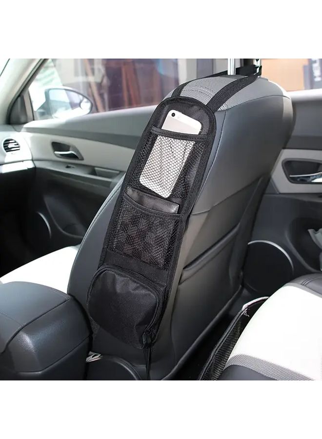 Black Car Seat Organizer with Mesh Pockets Durable Multi Compartment Rear Storage Accessory - Image 5