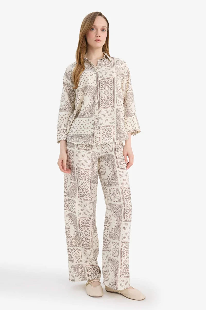 DeFacto Printed Regular Hem Trousers