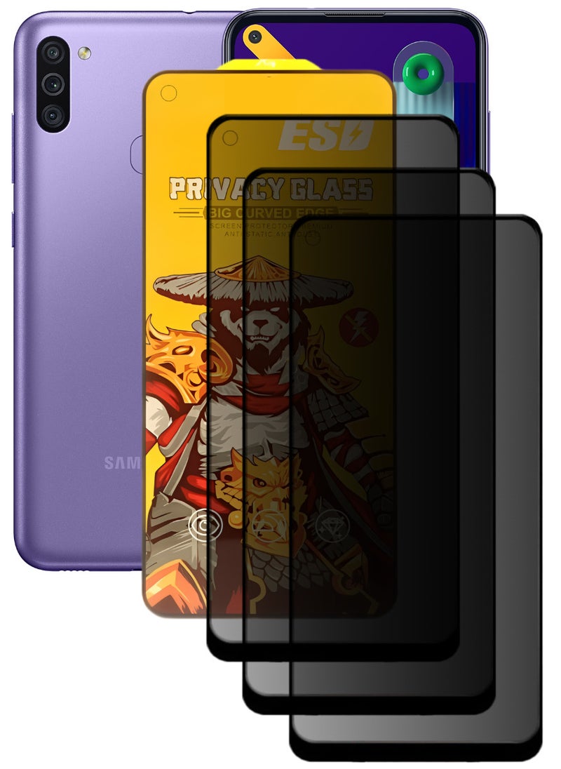 ESD 3 Pieces Tempered Dustproof Privacy Glass Screen Protector Compatible For Samsung Galaxy M11 - Image 1