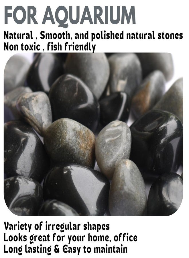 Wowtag Black and Grey Polished Natural Stones, 2-4 CM,1.95 KG, for Plant pots, Aquarium, Garden, Home Decoration, Vase Filler, Craft Work - Image 3