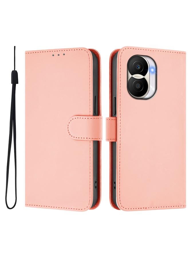 زبون جراب هاتف Honor X40i مصنوع من الجلد بلون سادة مع حبل تعليق - Image 2