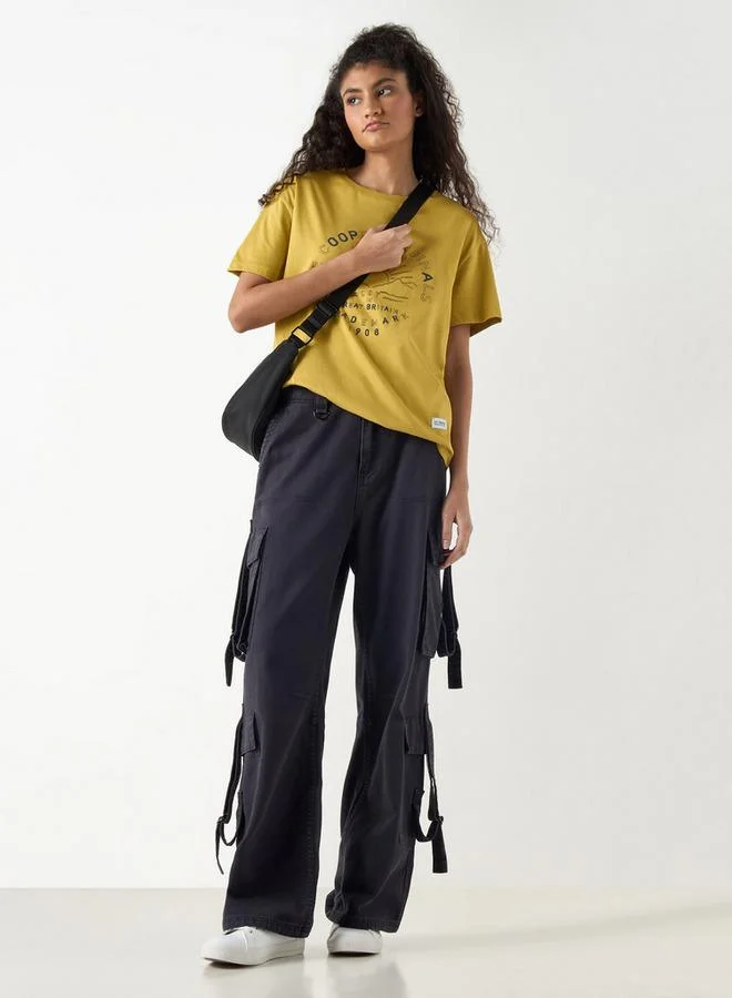 Lee Cooper  Lee Cooper Crew Neck Cotton T-shirt with Short Sleeves for Women | Best Price UAE