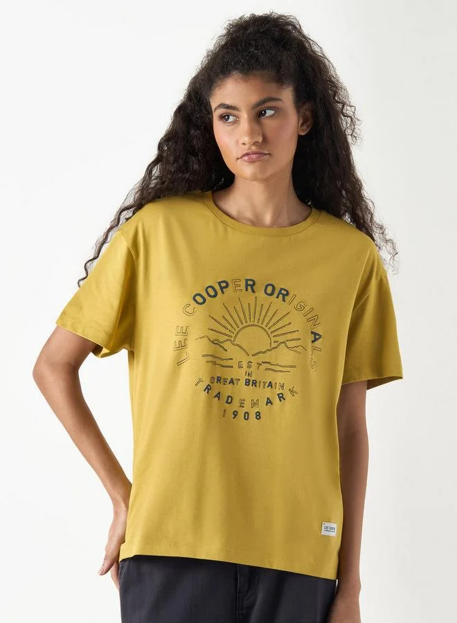 Lee Cooper Crew Neck Cotton T-shirt with Short Sleeves